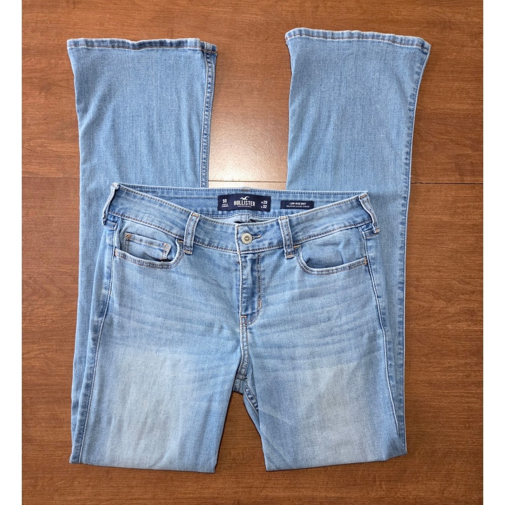 Hollister Low-Rise Bootcut Jeans Women Size 9R W29 L32 Blue Denim Stretch